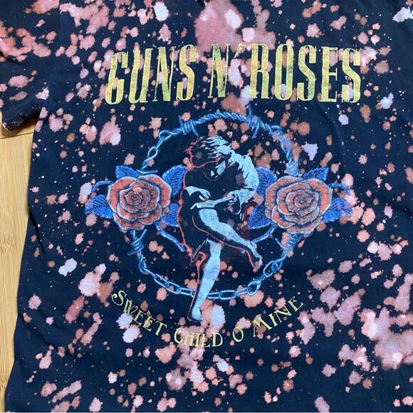Guns N’ Roses Bleach Dyed Graphic Band Tee Size Large One of A Kind T-Shirt - Picture 5 of 6